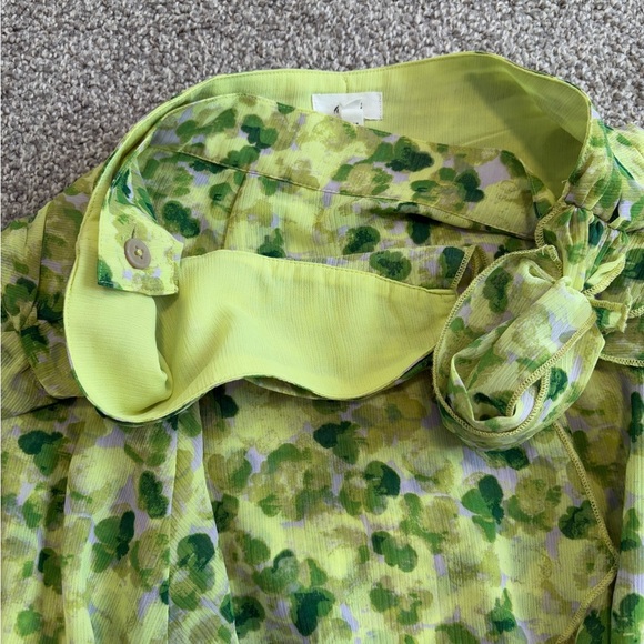 Aerie Green Floral Print Summer‎ Flowy Bow Mini Wrap Skirt Size XS - Picture 9 of 10